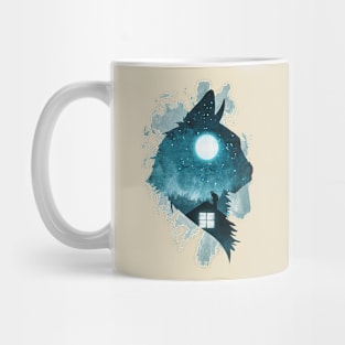 Cat With Moon, Night Spirit Mug